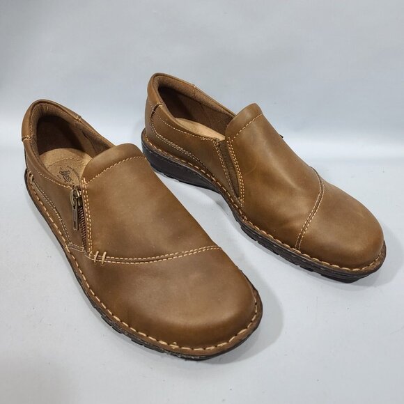 Bass Brock Side Zip Brown Leather Loafers Womens Size 9W 0201-3065 NWOB 2015 - Picture 7 of 9